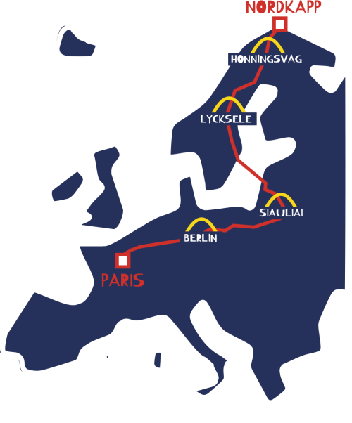 Carte du tracé Paris-Nordkapp